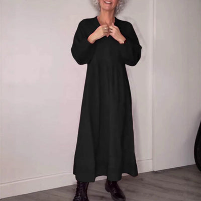 Chic V-Neck Maxi Dress with Long Sleeves