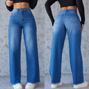 High-Waisted Mom Jeans with Frayed Hem for Women