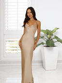 Chic Satin Maxi Dress with Adjustable Straps for Women