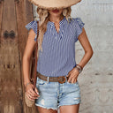 Summer Striped Blouse with Ruffle Design for Women