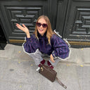 Chic Women's Striped Blouse with Ruffled Collar