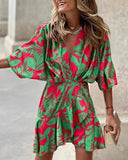 Animal Print Women's Wrap Dress with Statement Sleeves