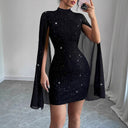 Chic Hooded Mini Dress with Shimmering Finish