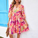 Floral Print Blouse Dress with Statement Sleeves