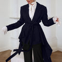 Asymmetrical Cut Women's Blazer Jacket with Belt