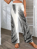 Chic Palazzo Pants with Tropical Palm Design