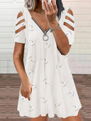 Heart Pattern Cut-Out Sleeve Dress for Women