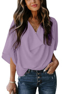 Chic V-Neck Blouse with Flowy Design for Women