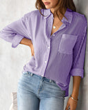 Stylish Vertical Striped Women's Blouse