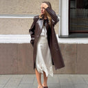 Chic Women's Faux Leather Blazer Jacket
