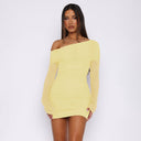 Chic Asymmetrical Sleeve Mini Dress with Ruching