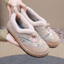 Chic Floral Embroidery Women's House Slippers