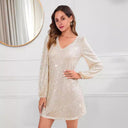 Stylish V-Neck Long Sleeve Cocktail Dress for Women