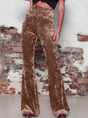 High Waist Glitter Flared Pants for Women