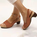 Ladies Comfortable Heeled Sandals with Anatomical Footbed and Elegant Strap by Heidi-Mode