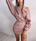Women's Asymmetrical Mini Dress with Gathered Detail