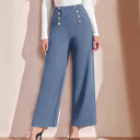 Chic Women's High-Waisted Wide-Leg Pants with Buttons