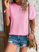 Lace Pattern Women's Round Neck Tee