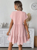 Women's Summer V-Neck Dress with Ruffled Hem