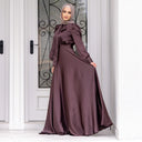 Flowing Sleeve Women's Maxi Dress with Stylish Waist Belt