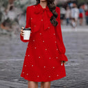 Chic Women's Bow Collar Polka Dot Dress