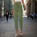 High-Waisted Chino Pants with Drawstring for Women