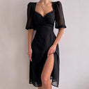 Chic Maxi Dress with Puff Sleeves and Slit