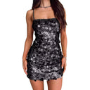 Spiral Pattern Mini Dress with Spaghetti Straps
