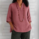 V-Neck Women's Blouse with Side Pockets