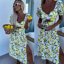 Fruity Print Maxi Dress with Side Slit