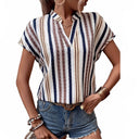 Chic Women's Striped Blouse with Stylish Collar
