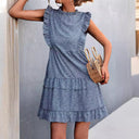 Women's Flowing Summer Dress with Ruffled Hems and Feminine Shape