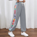 Colorful Floral Women's Pants with Elastic Waist
