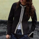 Ladies Blazer Jacket with Lace Accents