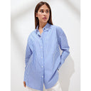 Chic Striped Blouse with Classic Collar and Pockets