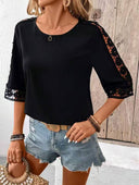 Lace-Sleeved Women's Blouse for Effortless Style