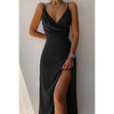 Chic Maxi Dress with Wrap Neckline and Stylish Slit