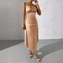 Satin Maxi Dress with Sensual Side Slit