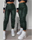 Women's Elastic Waist Cargo Jogger Pants with Pockets