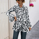 Stylish Women's Blouse with Ruffle and Puffed Sleeves