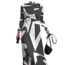 Graphically Designed Women's Long Sleeve Dress