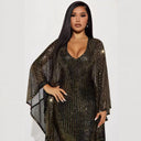 Sequined Evening Dress with Flared Hem for Women