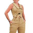Chic Women's Sleeveless Blouse with Belt