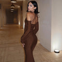 Stylish Midi Dress with Cut-Outs & Distinctive Shoulder Design