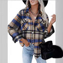 Checked Flannel Shirt for Women with Chest Pockets
