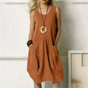 Cotton Sleeveless Dress with Handy Pockets