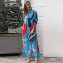 Trendy Women's Long Sleeve Graphic Shirt Dress with Pockets