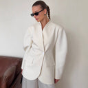 Chic Women's Blazer Dress with V-Neck & Stylish Pockets