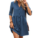Chic Women's Shirt Dress with Button Placket and Flowy Skirt