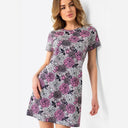 Floral Mini Dress for Women - Cotton Round Neck Design